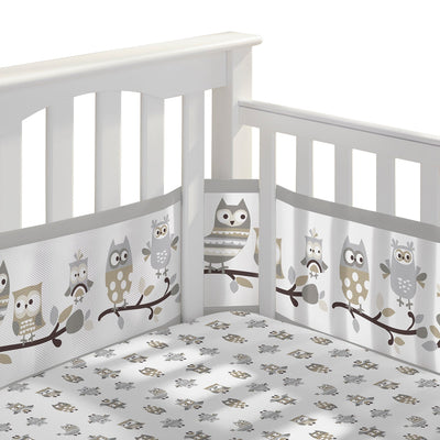 Breathable Baby 3 Piece Classic Crib Bedding Set, Owl Fun Gray