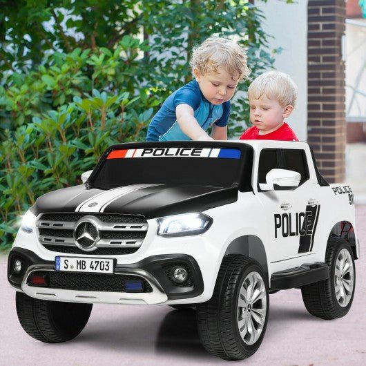 2-Seater Kids Ride On Car Mercedes Benz with Trunk-Black & White