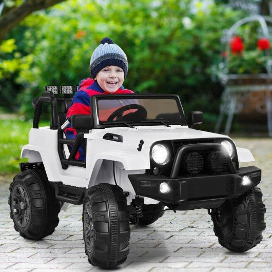 White Kids Remote Control Riding Truck