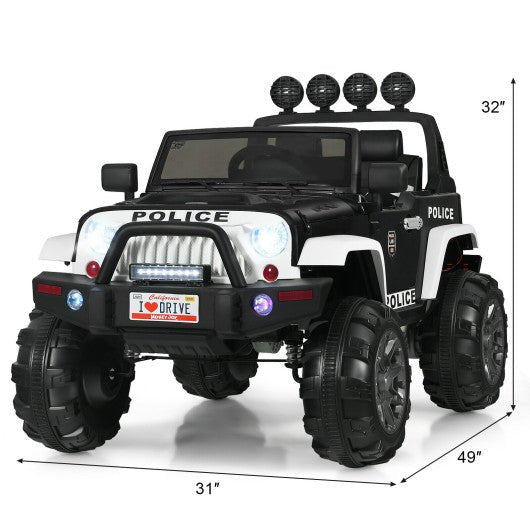 Kids Spring Suspension Ride On Truck-Black & White