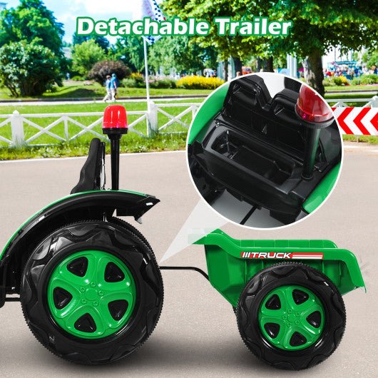 2 in 1 Electric 12V Kids Ride on Car Tractor with Remote Control-Green