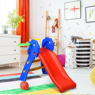 2 Step Children Folding Slide with Basketball Hoop