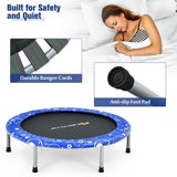 36 Inch Kids Trampoline Mini Rebounder – Safe and fun indoor trampoline with a fully covered handrail for stability, perfect for active play – Blue – MonkeyBunks.com.