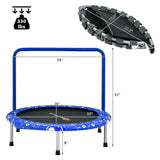 36 Inch Kids Trampoline Mini Rebounder – Safe and fun indoor trampoline with a fully covered handrail for stability, perfect for active play – Blue – MonkeyBunks.com.