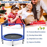 36 Inch Kids Trampoline Mini Rebounder – Safe and fun indoor trampoline with a fully covered handrail for stability, perfect for active play – Blue – MonkeyBunks.com.