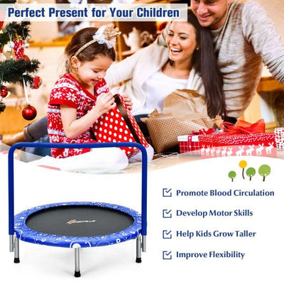 36 Inch Kids Trampoline Mini Rebounder with Full Covered Handrail -Blue