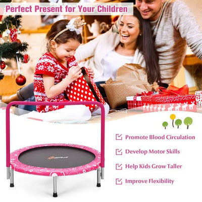 36 Inch Kids Trampoline Mini Rebounder with Full Covered Handrail -Pink