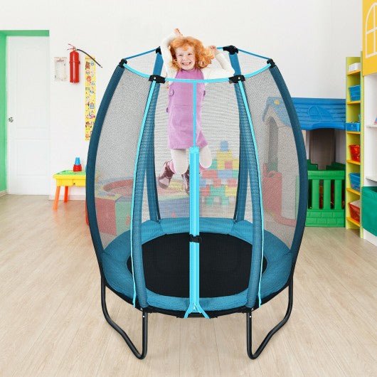 4 Feet Kids Trampoline Recreational Bounce Jumper with Enclosure Net-Blue