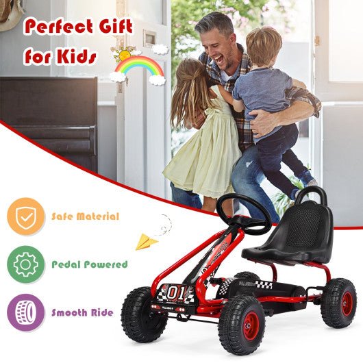 4 Wheel Pedal Powered Ride On with Adjustable Seat-Red