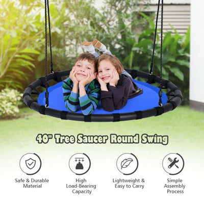 40" Flying Saucer Round Swing Kids Play Set-Blue