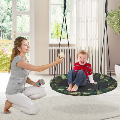 40-Inch Flying Saucer Tree Swing Outdoor Play Set with Adjustable Ropes Gift for Kids