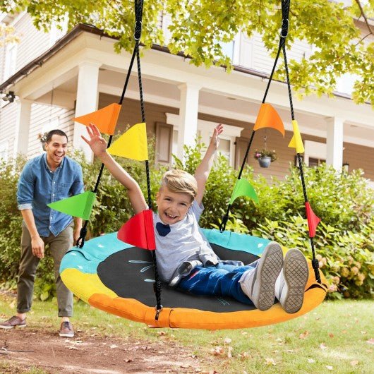 40 Inch Indoor Outdoor Flying Saucer Tree Swing with Hanging Strap