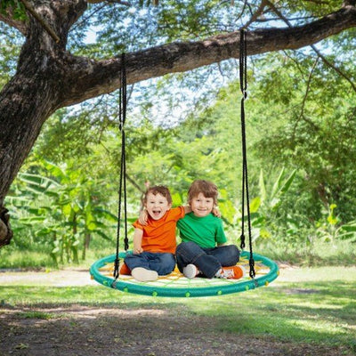 40'' Spider Web Tree Swing Kids Outdoor Play Set with Adjustable Ropes-Green