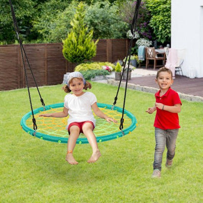 40'' Spider Web Tree Swing Kids Outdoor Play Set with Adjustable Ropes-Green