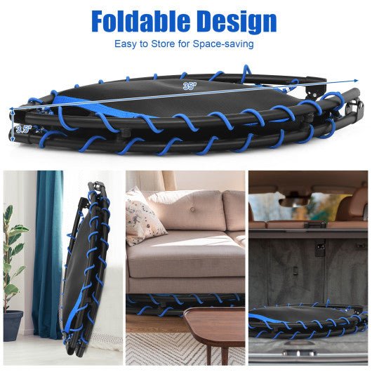 47 Inch Folding Trampoline Fitness Exercise Rebound with Safety Pad Kids and Adults-Blue