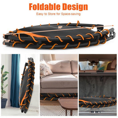 47 Inch Folding Trampoline Fitness Exercise Rebound with Safety Pad Kids and Adults-Orange