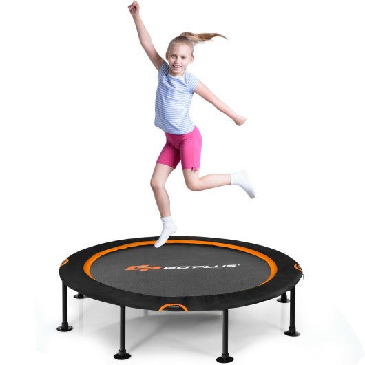 47 Inch Folding Trampoline Fitness Exercise Rebound with Safety Pad Kids and Adults-Orange