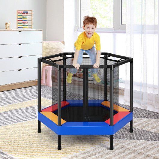 48 Inches Hexagonal Kids Trampoline With Foam Padded Handrails