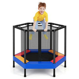 48 Inches Hexagonal Kids Trampoline With Foam Padded Handrails