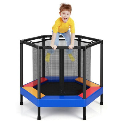 48 Inches Hexagonal Kids Trampoline With Foam Padded Handrails