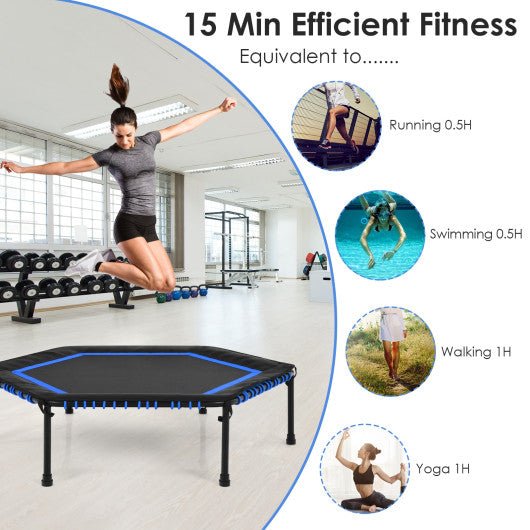 50 Inch Hexagonal Fitness Trampoline Exercise Rebounder with Pad-Blue