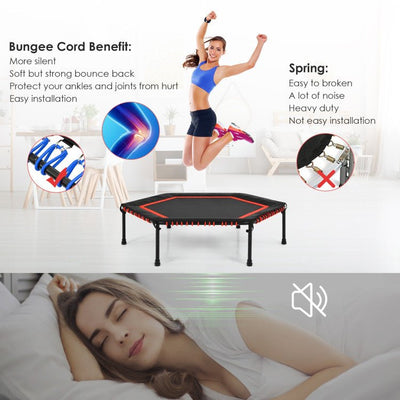 50 Inch Hexagonal Fitness Trampoline Exercise Rebounder with Pad-Red