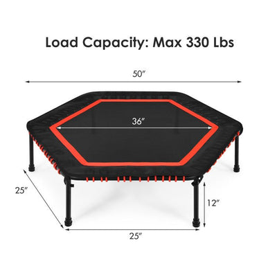 50 Inch Hexagonal Fitness Trampoline Exercise Rebounder with Pad-Red