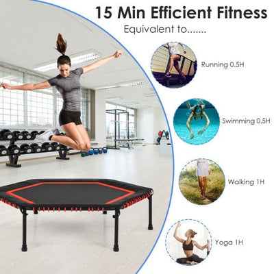 50 Inch Hexagonal Fitness Trampoline Exercise Rebounder with Pad-Red