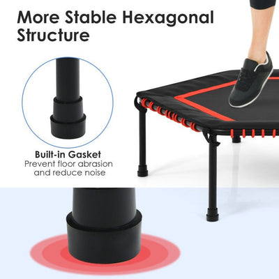 50 Inch Hexagonal Fitness Trampoline Exercise Rebounder with Pad-Red