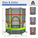 55 Inch Kids Recreational Trampoline Bouncing Jumping Mat with Enclosure Net-Green
