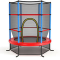 55 Inch Kids Recreational Trampoline Bouncing Jumping Mat with Enclosure Net-Navy