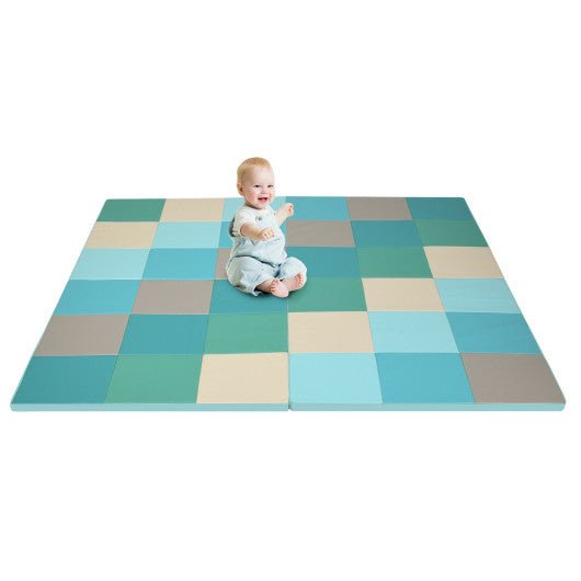 58'' Toddler Foam Play Mat Baby Folding Activity Floor Mat for Home and Daycare School-Light Blue