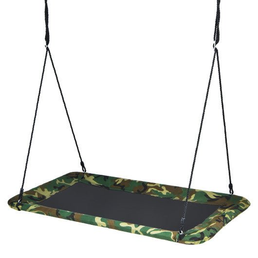 60 Inches Platform Tree Swing Outdoor with  2 Hanging Straps-Army Green