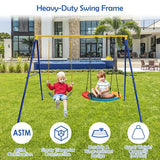 660 LBS Extra-Large A-Shaped Swing Stand with Anti-Slip Footpads-Yellow
