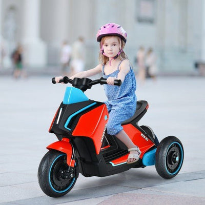 6V 3 Wheel Toddler Ride-On Electric Motorcycle with Music Horn-Red