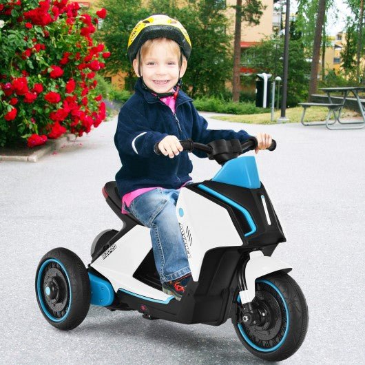 6V 3 Wheel Toddler Ride-On Electric Motorcycle with Music Horn-White