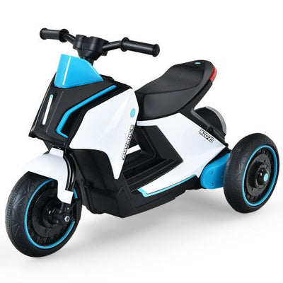 6V 3 Wheel Toddler Ride-On Electric Motorcycle with Music Horn-White