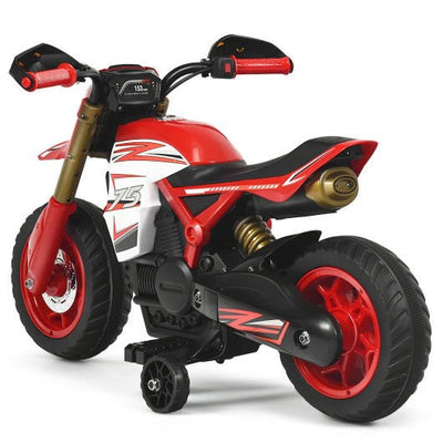 6V Electric Kids Ride-On Battery Motorcycle with Training Wheels -Red