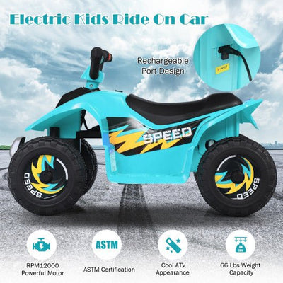 6V Kids Electric ATV 4 Wheels Ride-On Toy -Blue