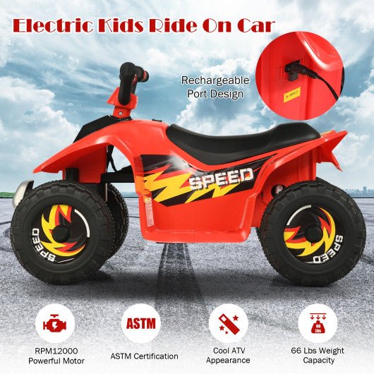 6V Kids Electric ATV 4 Wheels Ride-On Toy -Red