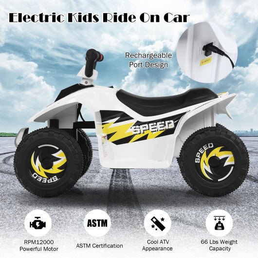 6V Kids Electric ATV 4 Wheels Ride-On Toy -White