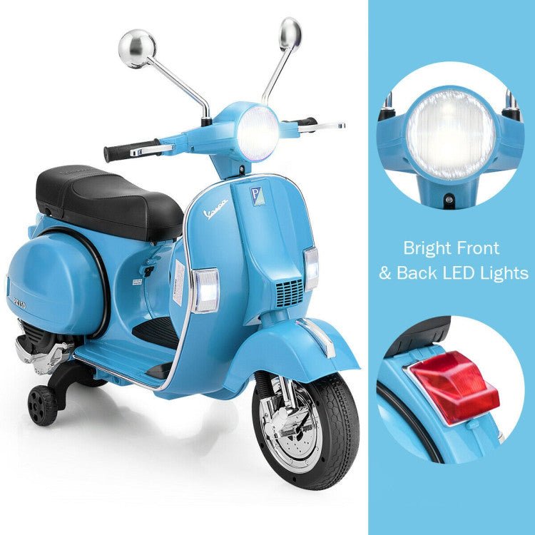 6V Kids Ride on Vespa Scooter Motorcycle with Headlight-Blue