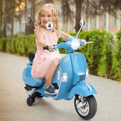 6V Kids Ride on Vespa Scooter Motorcycle with Headlight-Blue