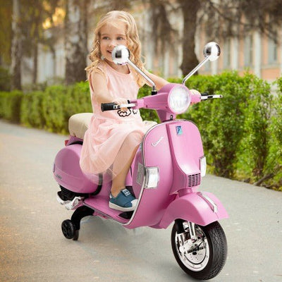 6V Kids Ride on Vespa Scooter Motorcycle with Headlight-Pink