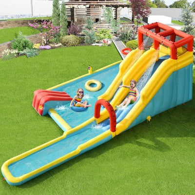 7-in-1 Inflatable Dual Slide Water Park Bounce House Without Blower