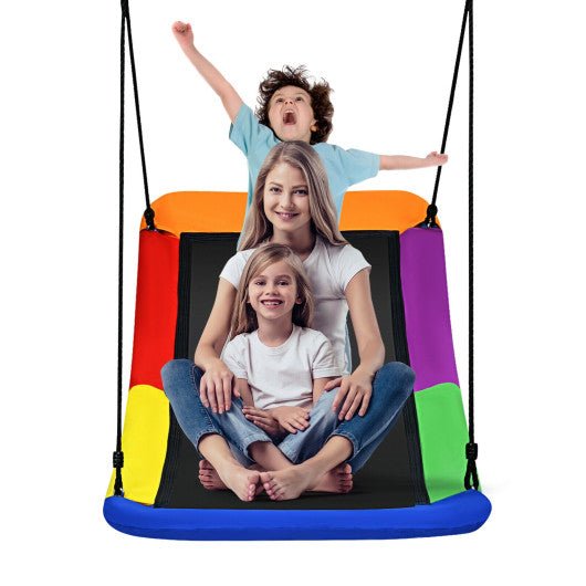 700lb Giant 60 Inch Skycurve Platform Tree Swing for Kids and Adults-Multicolor