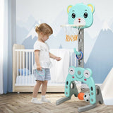 Adjustable Kids 3-in-1 Basketball Hoop Set Stand with Balls