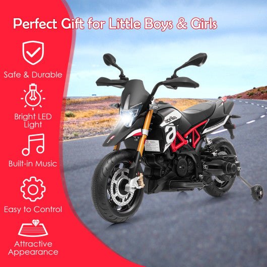 Aprilia Licensed 12V Kids Ride-On Motorcycle-Black