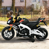 Aprilia Licensed Electric Toddler Ride-On Motorbike with Training Wheels and LED Lights-Black
