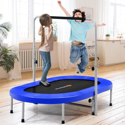 Foldable Double Mini Kids Fitness Rebounder Trampoline-Blue